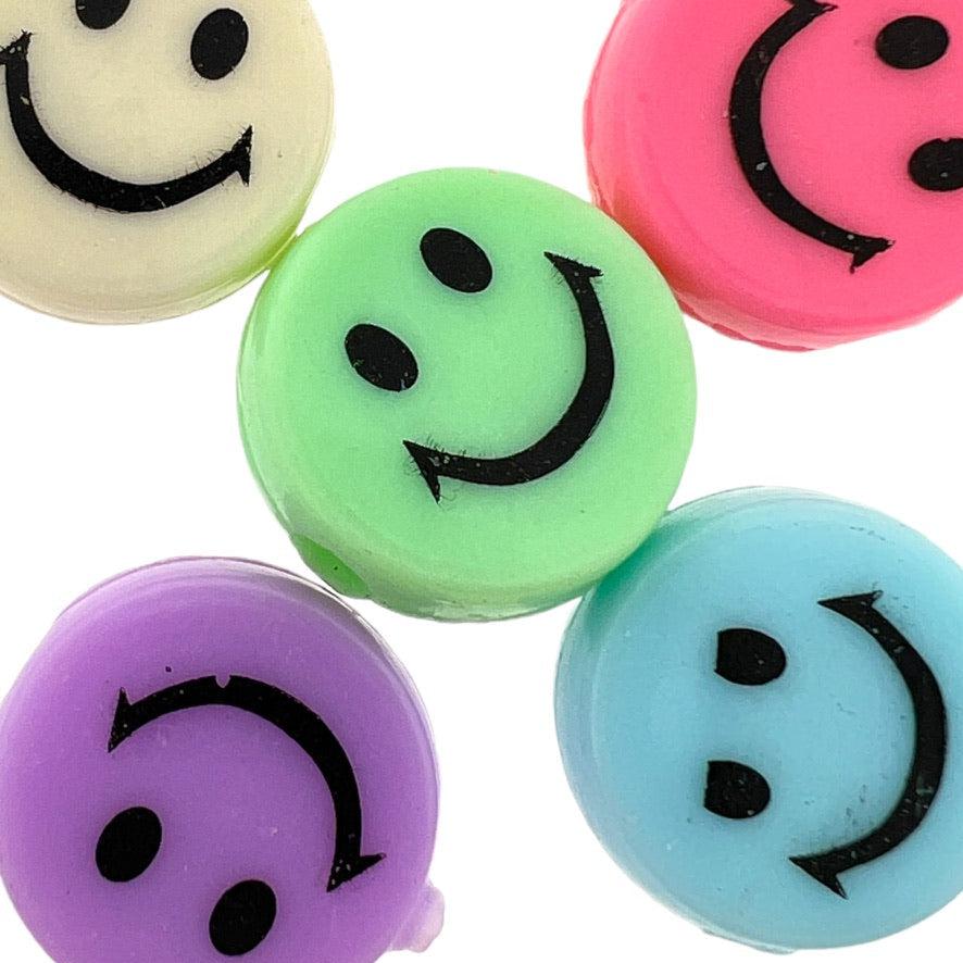 Acryl kleur smiley kralen 12mm - 5 stuks-Kralen-Kraaltjes van Renate