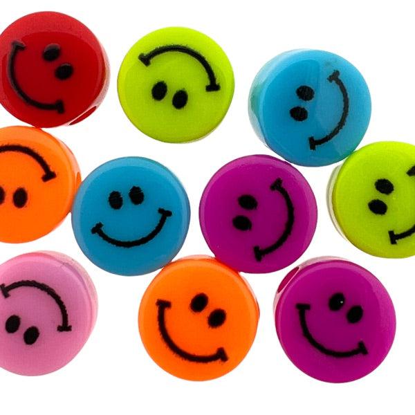 Acryl kleur smiley kralen 8mm - 10 stuks-Kralen-Kraaltjes van Renate