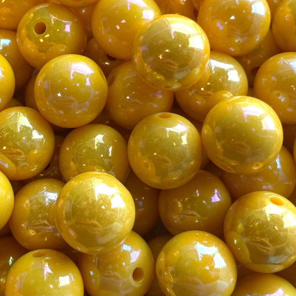 Acryl kraal AB glans 13mm Geel - per stuk-Kralen-Kraaltjes van Renate