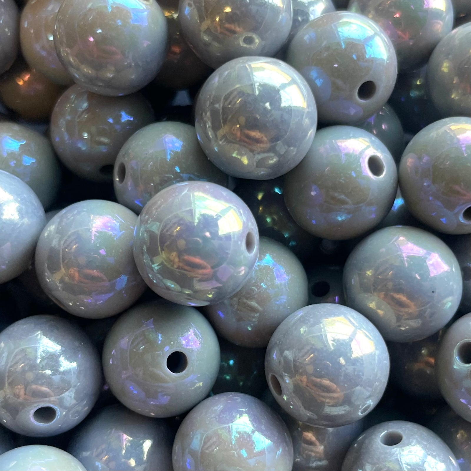 Acryl kraal AB glans 13mm Licht Grijs - per stuk-Kralen-Kraaltjes van Renate