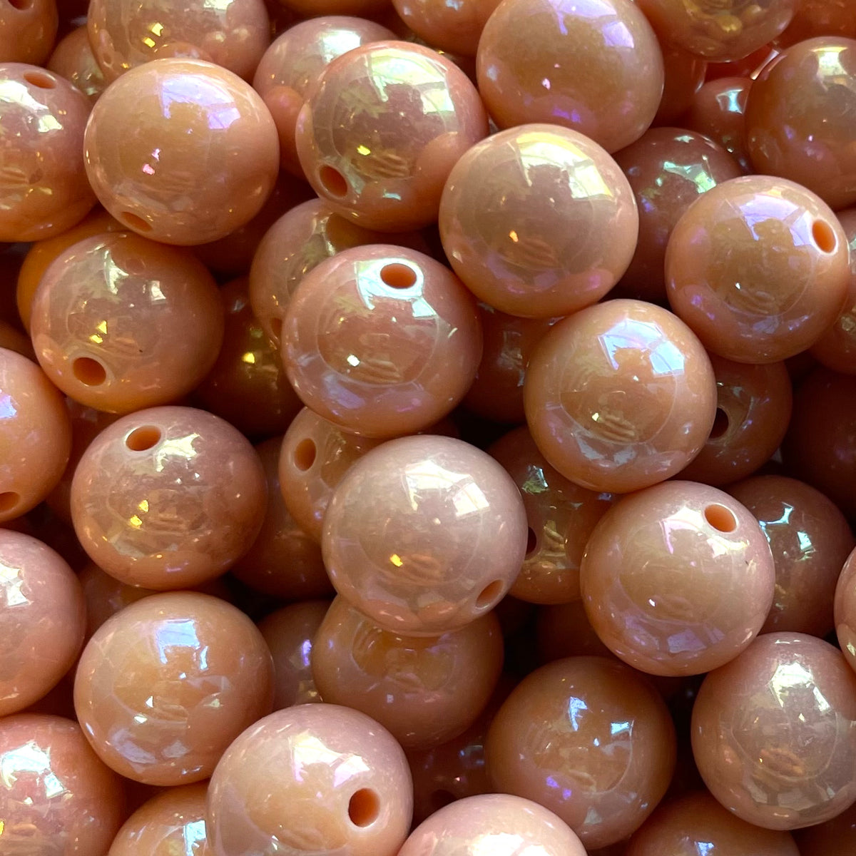 Acryl kraal AB glans 13mm Peach - per stuk-Kralen-Kraaltjes van Renate