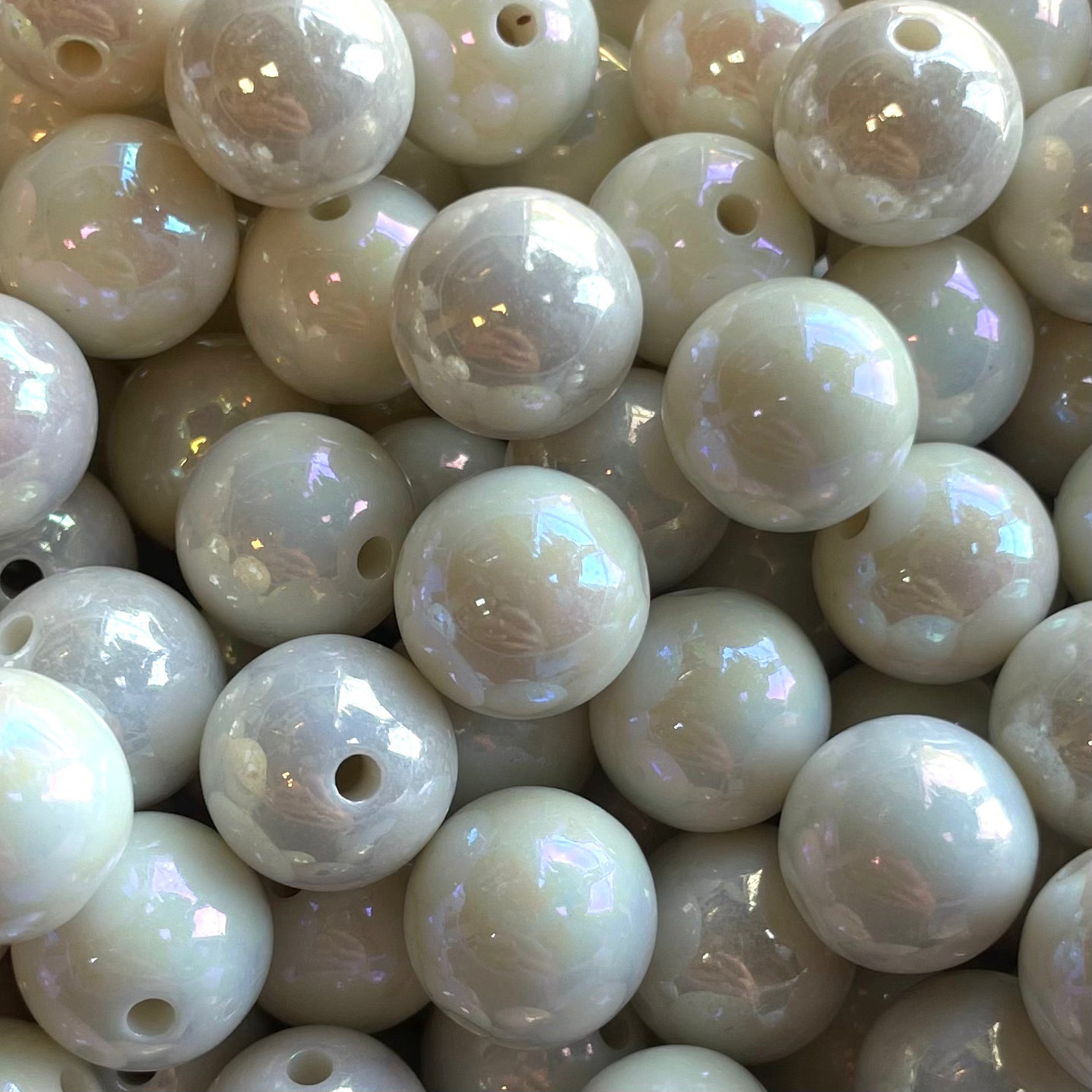 Acryl kraal AB glans 13mm Wit - per stuk-Kralen-Kraaltjes van Renate