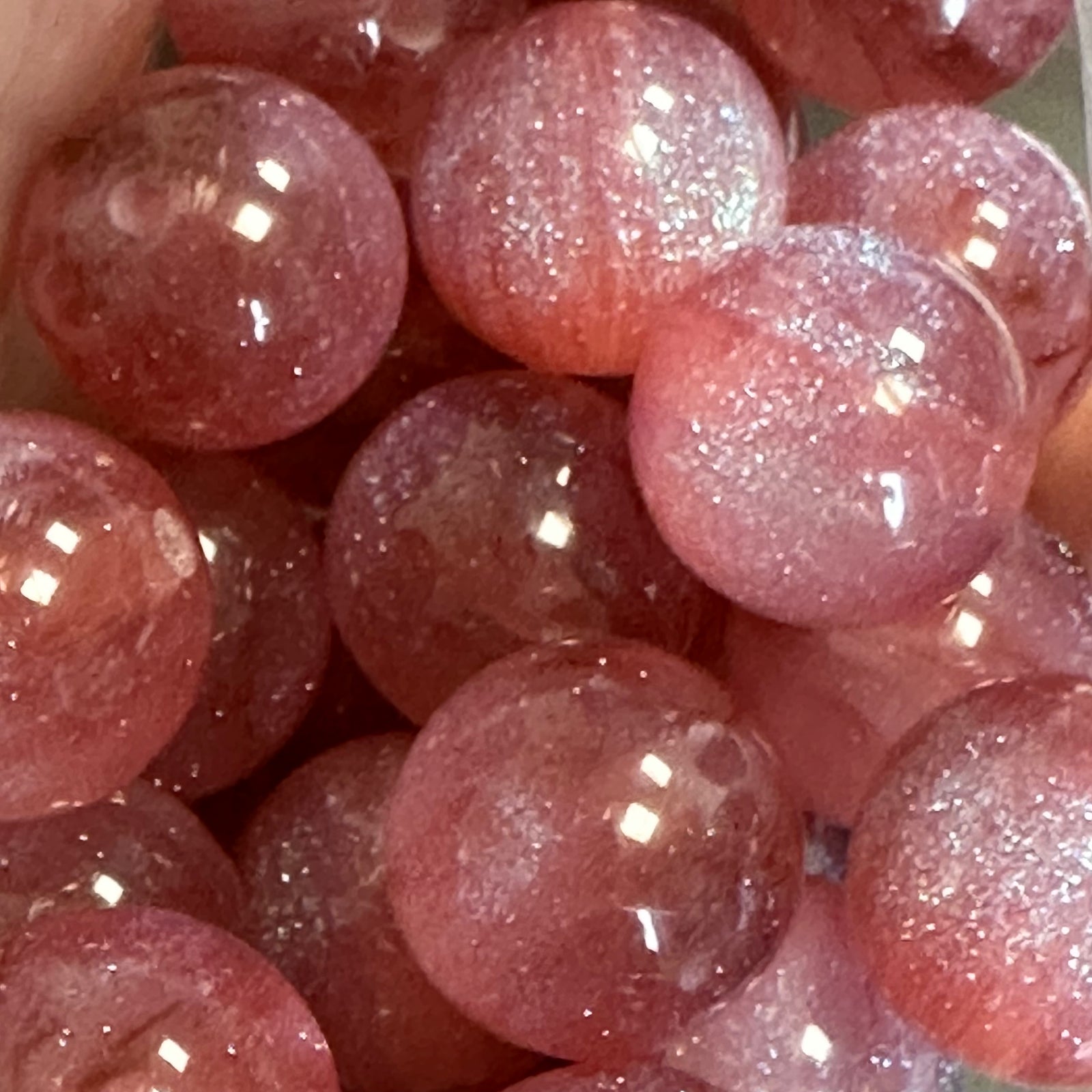 Acryl kraal Glitter Hot Pink 16mm - per stuk-Kralen-Kraaltjes van Renate