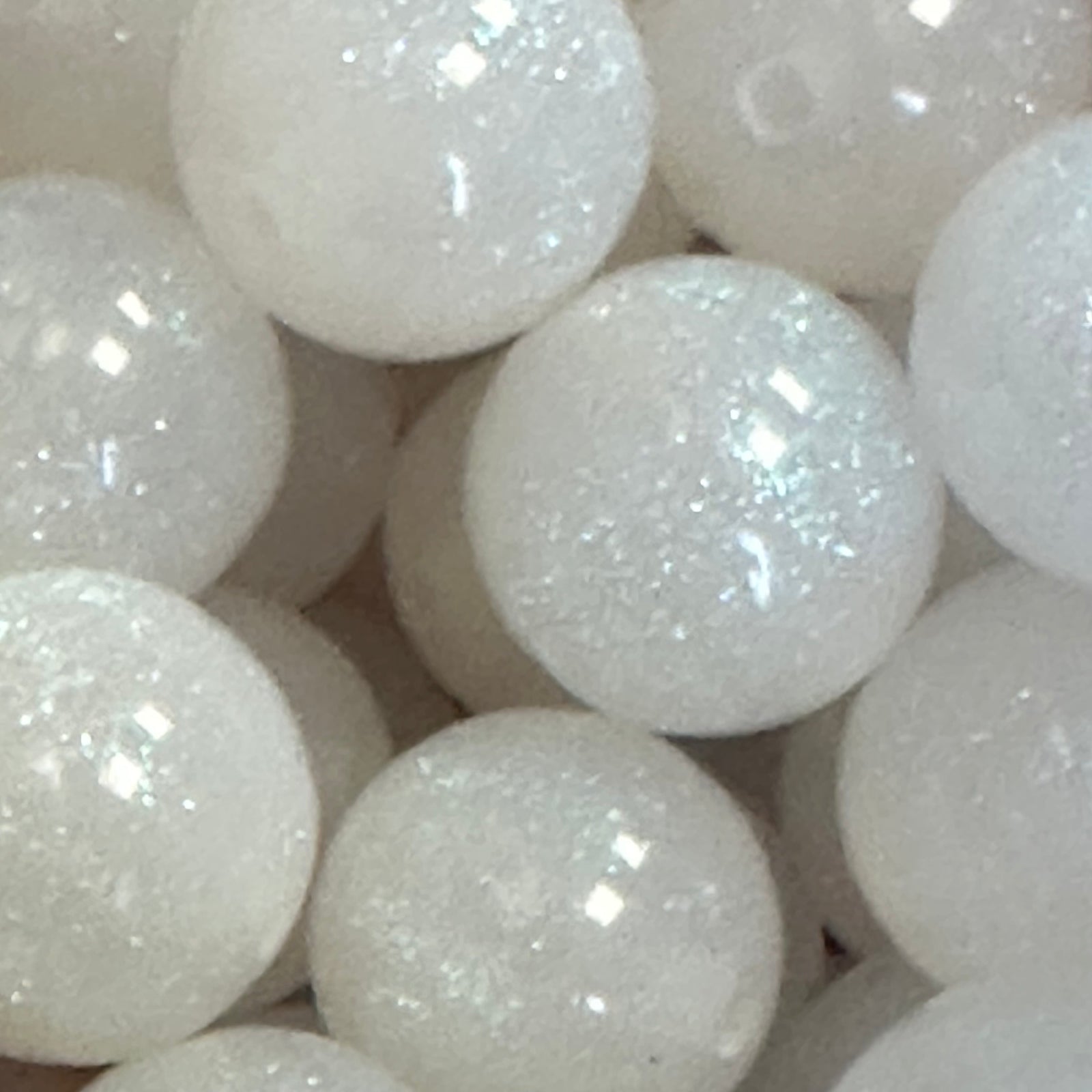 Acryl kraal Glitter Wit 16mm - per stuk-Kralen-Kraaltjes van Renate