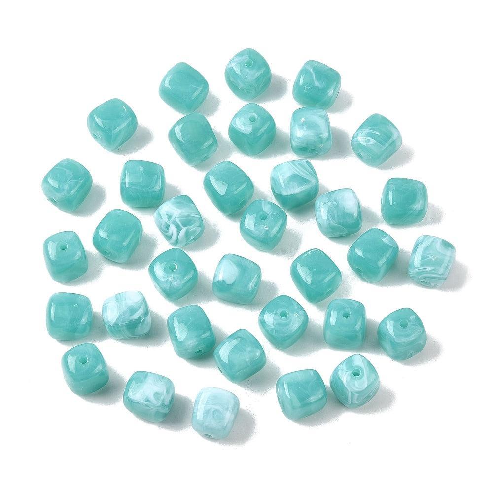 Acryl kraal Vierkant see green 17mm - per stuk-Kralen-Kraaltjes van Renate