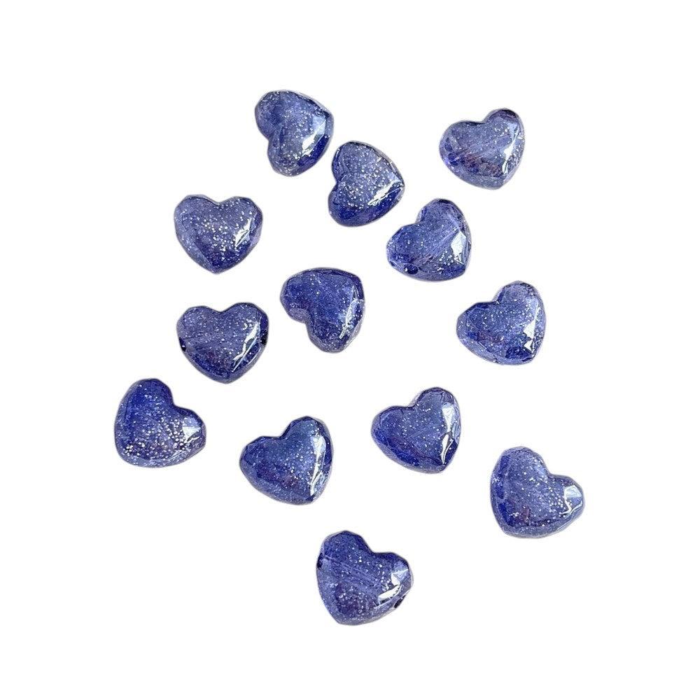 Acryl kraal blauw hart glitter 19mm- per stuk-bedels-Kraaltjes van Renate