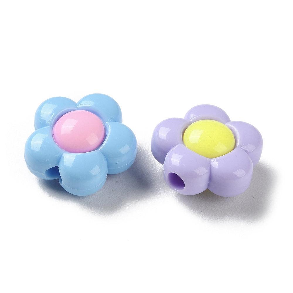 Acryl kraal bloem multicolor 16mm- per 8 stuks-Kralen-Kraaltjes van Renate