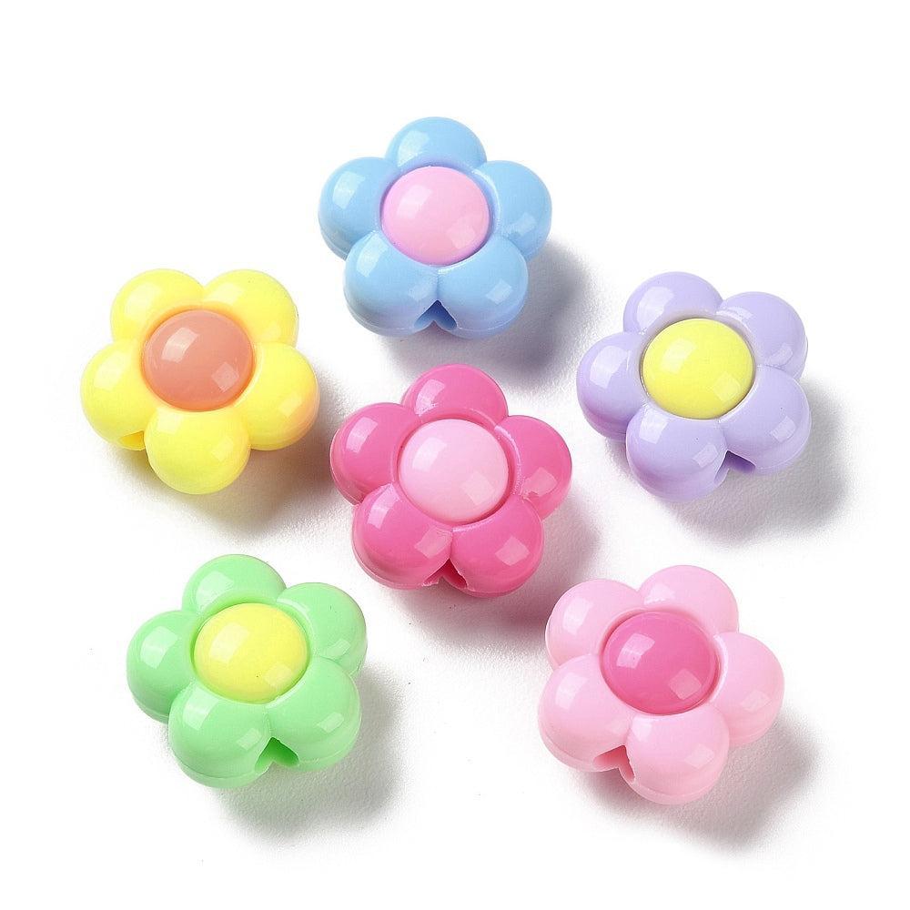 Acryl kraal bloem multicolor 16mm- per 8 stuks-Kralen-Kraaltjes van Renate