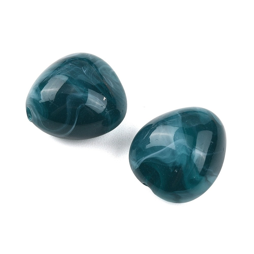 Acryl kraal driehoek marmer petrol 24mm - per stuk-Kralen-Kraaltjes van Renate