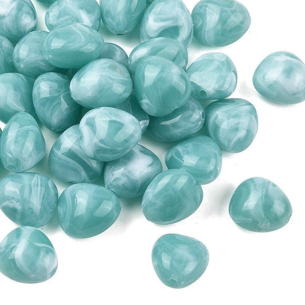 Acryl kraal driehoek marmer turquoise 24mm - per stuk-Kralen-Kraaltjes van Renate