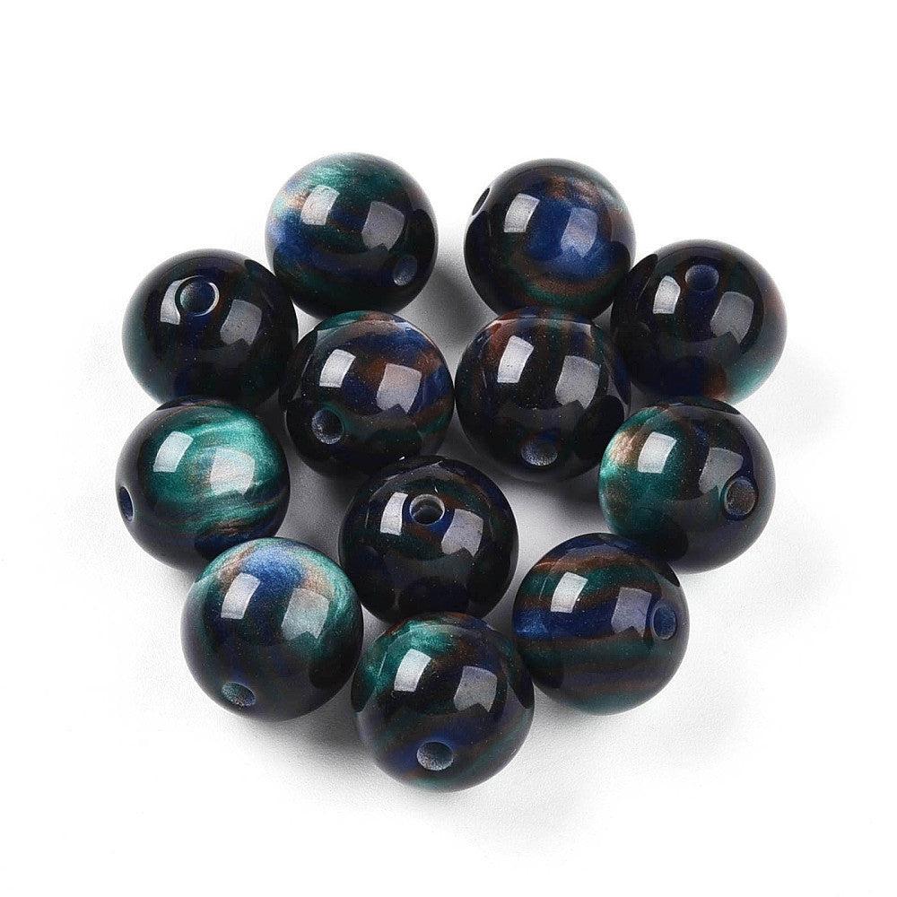Acryl kraal gemstone Blauw/Groen 12mm - per stuk-Kralen-Kraaltjes van Renate