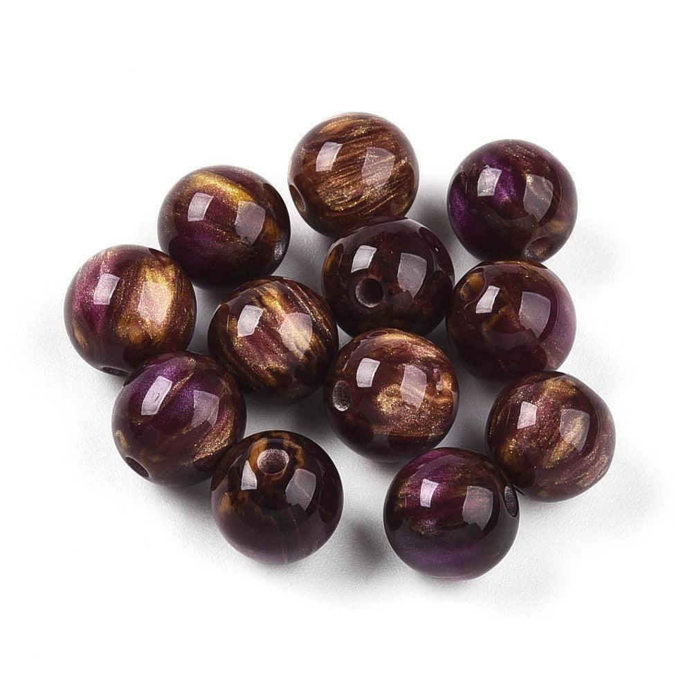 Acryl kraal gemstone Paars/Geel 8mm - per stuk-Kralen-Kraaltjes van Renate