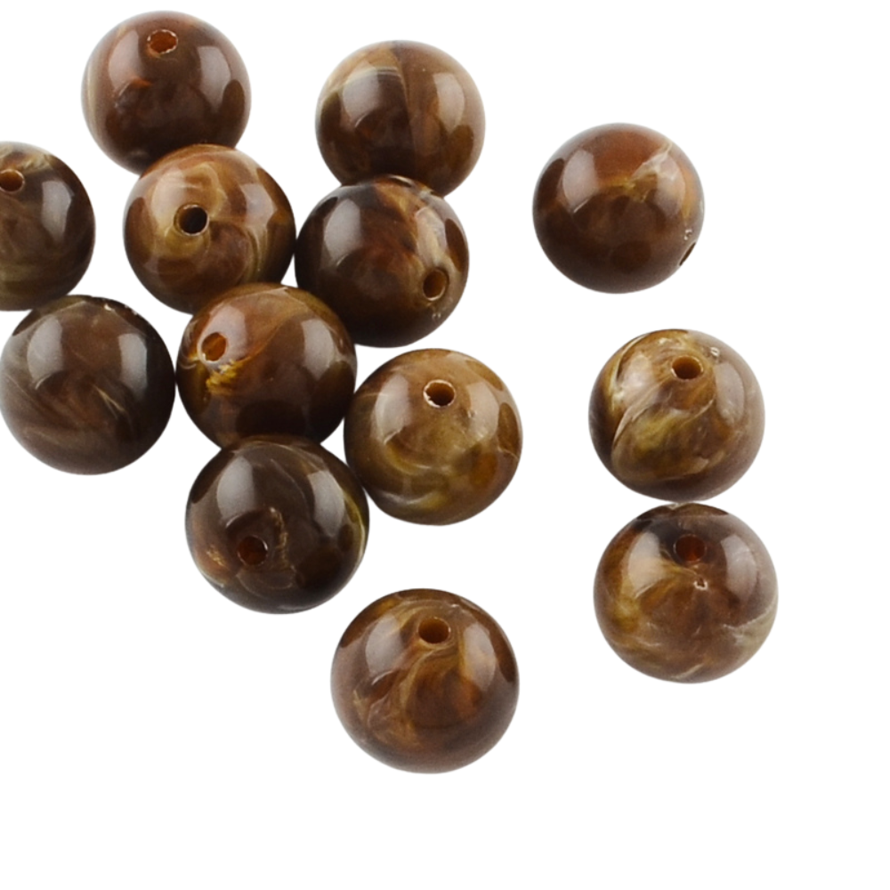 Acryl kraal gemstone coconut brown 14mm - per stuk-Kralen-Kraaltjes van Renate