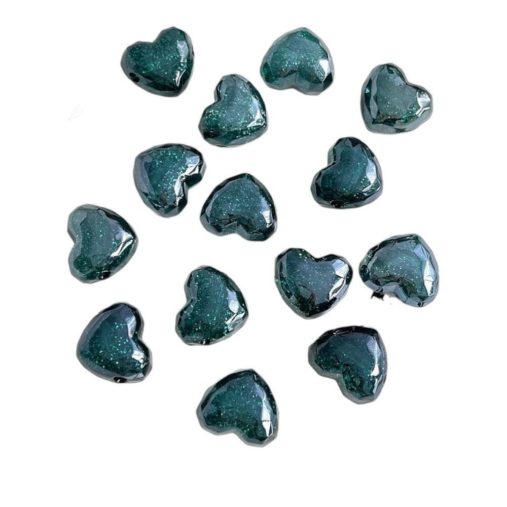Acryl kraal groen hart glitter 19mm- per stuk-bedels-Kraaltjes van Renate