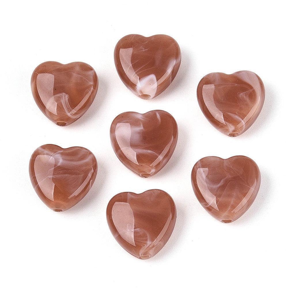 Acryl kraal hart Beige Roze 14mm - per stuk-Kralen-Kraaltjes van Renate