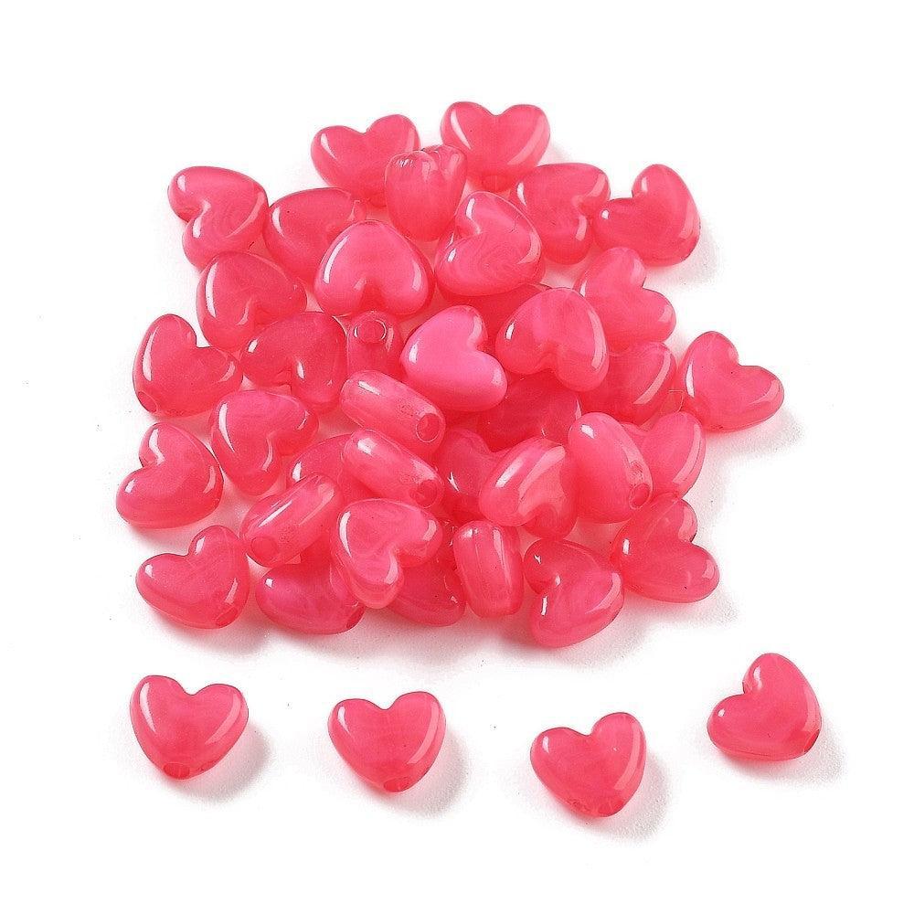 Acryl kraal hart Cerise 8mm - per 25 stuks-Kralen-Kraaltjes van Renate