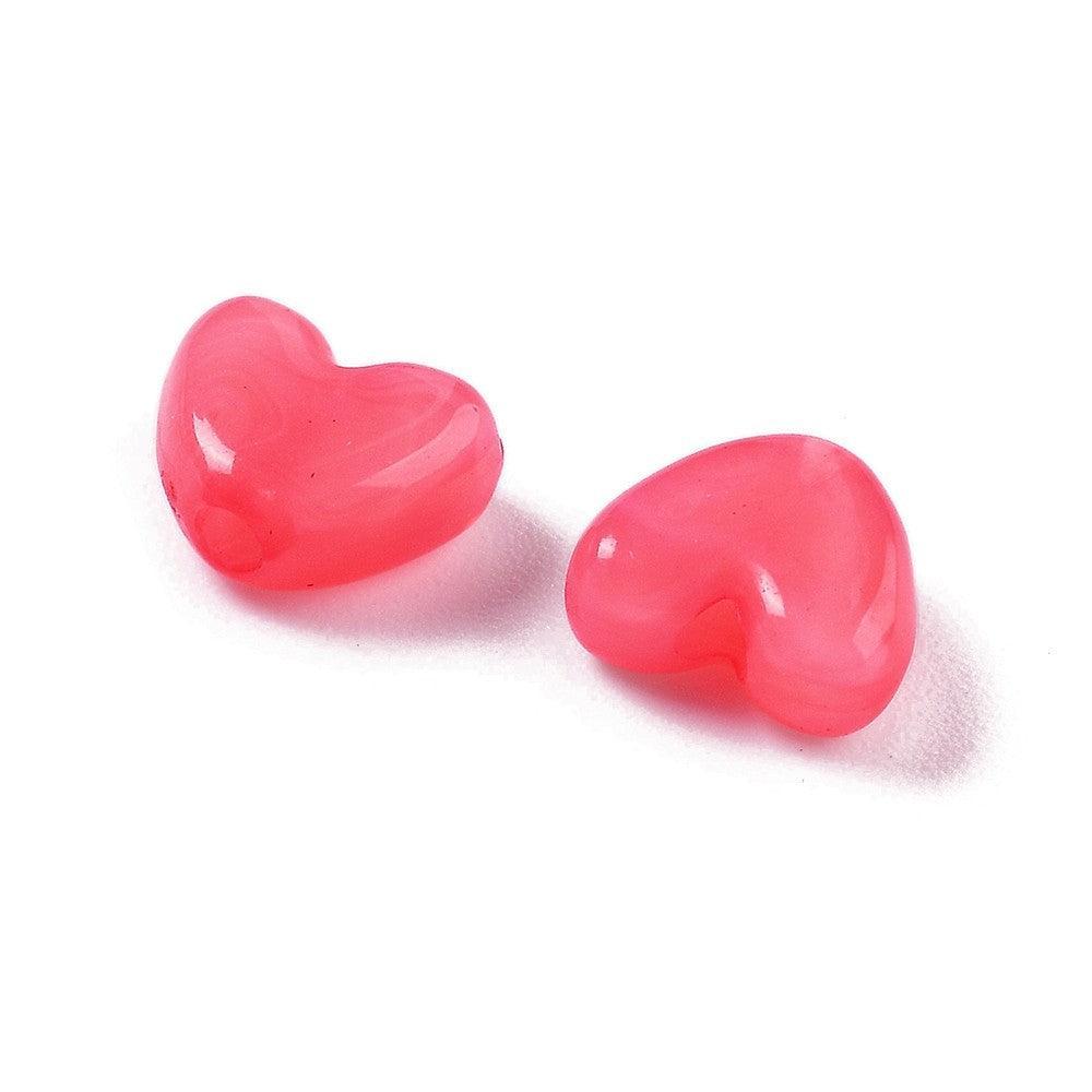 Acryl kraal hart Cerise 8mm - per 25 stuks-Kralen-Kraaltjes van Renate