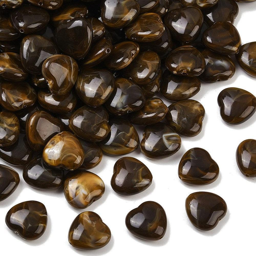 Acryl kraal hart Gemstone bruin 15mm - per stuk-Kralen-Kraaltjes van Renate