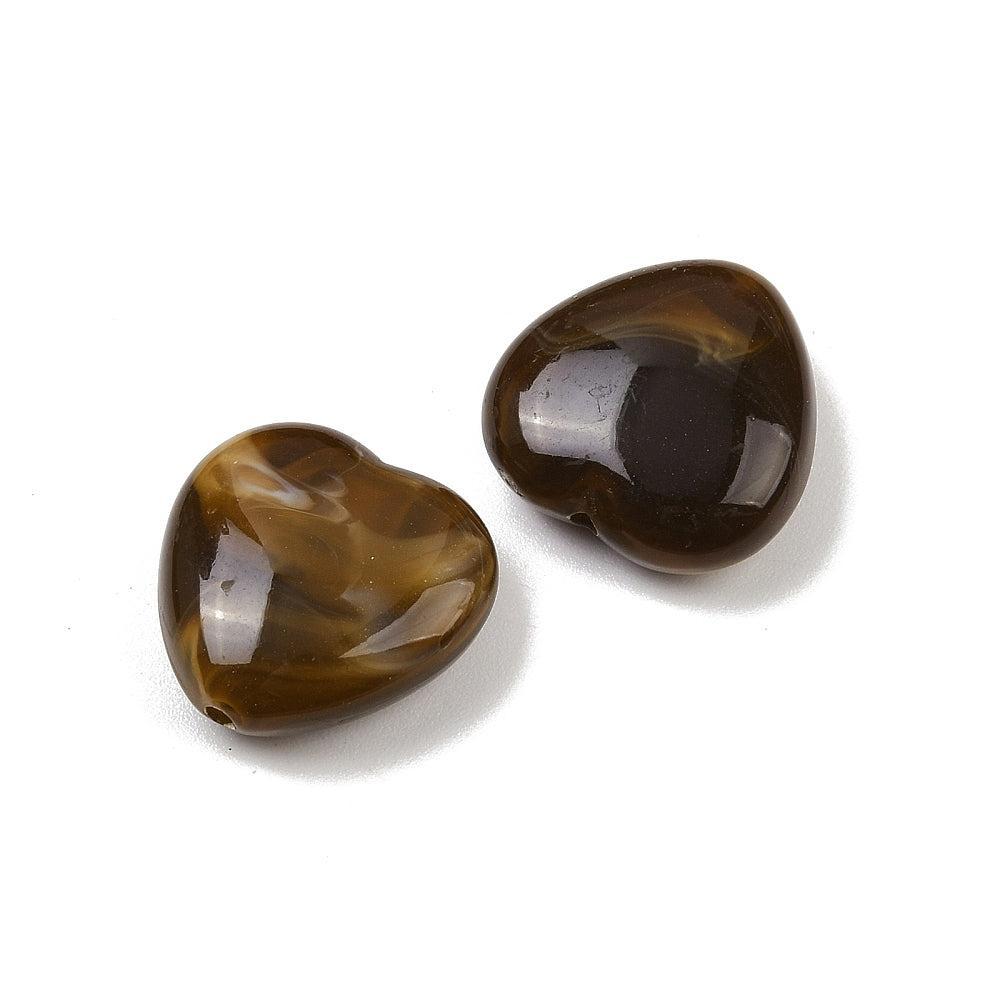 Acryl kraal hart Gemstone bruin 15mm - per stuk-Kralen-Kraaltjes van Renate