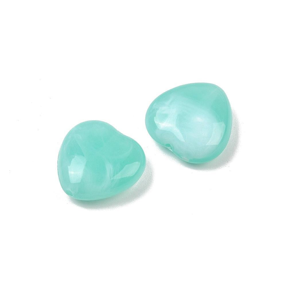Acryl kraal hart Gemstone turquoise 15mm - per stuk-Kralen-Kraaltjes van Renate