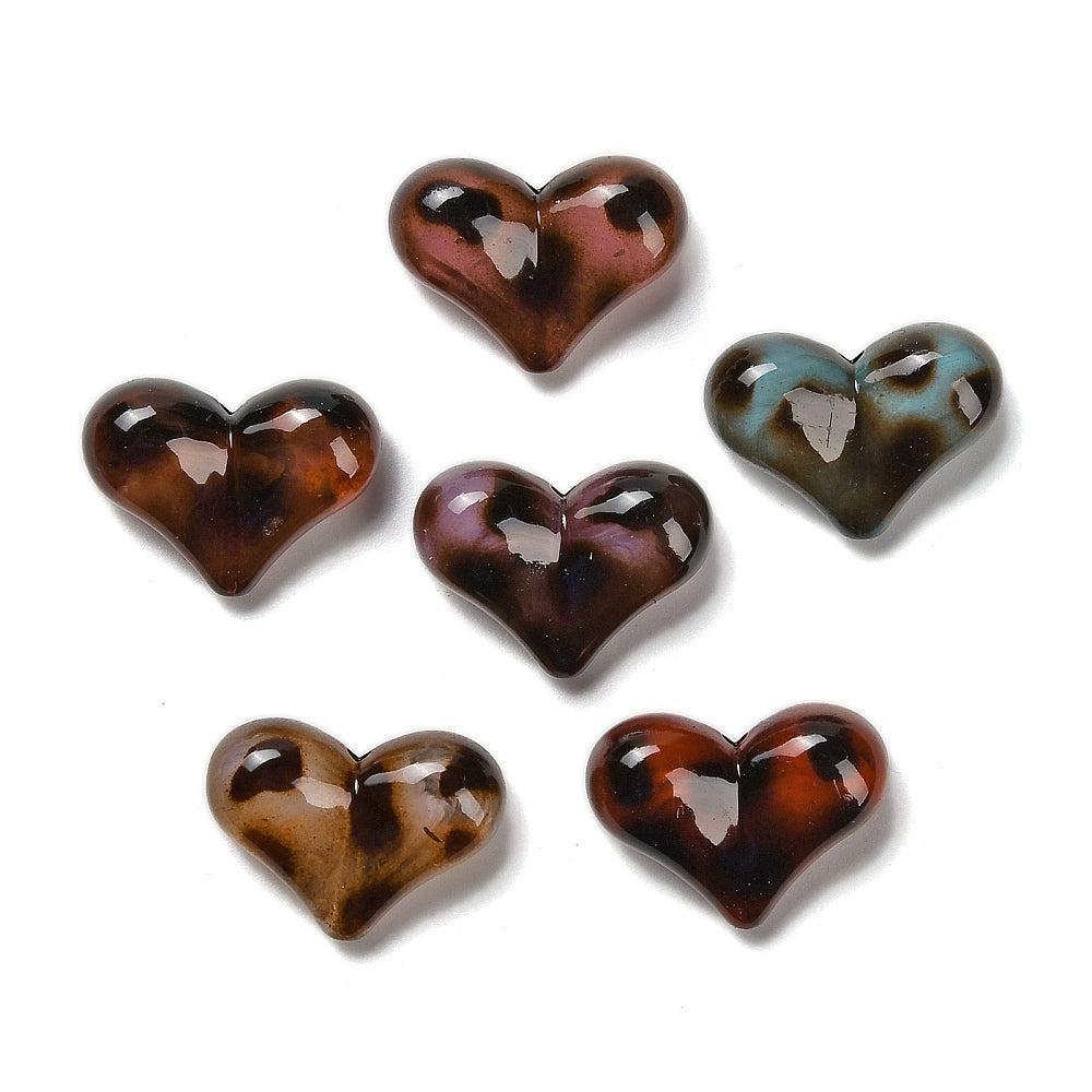 Acryl kraal hart Luipaard print 15mm - per stuk-Kralen-Kraaltjes van Renate
