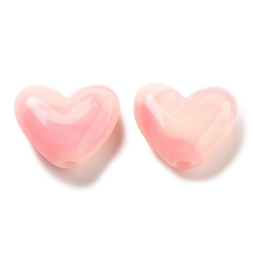 Acryl kraal hart Misty Rose 15mm - per stuk-Kralen-Kraaltjes van Renate