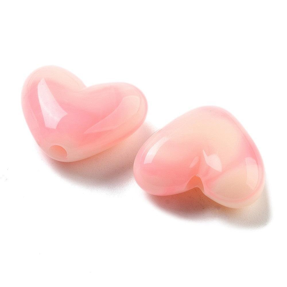 Acryl kraal hart Misty Rose 15mm - per stuk-Kralen-Kraaltjes van Renate