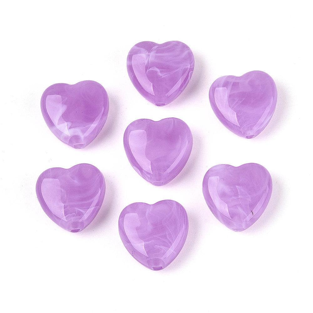 Acryl kraal hart Paars 14mm - per stuk-Kralen-Kraaltjes van Renate