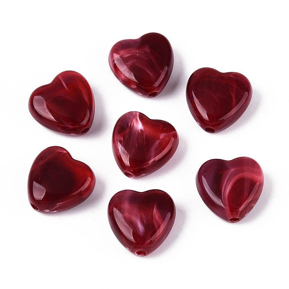 Acryl kraal hart Rood 14mm - per stuk-Kralen-Kraaltjes van Renate