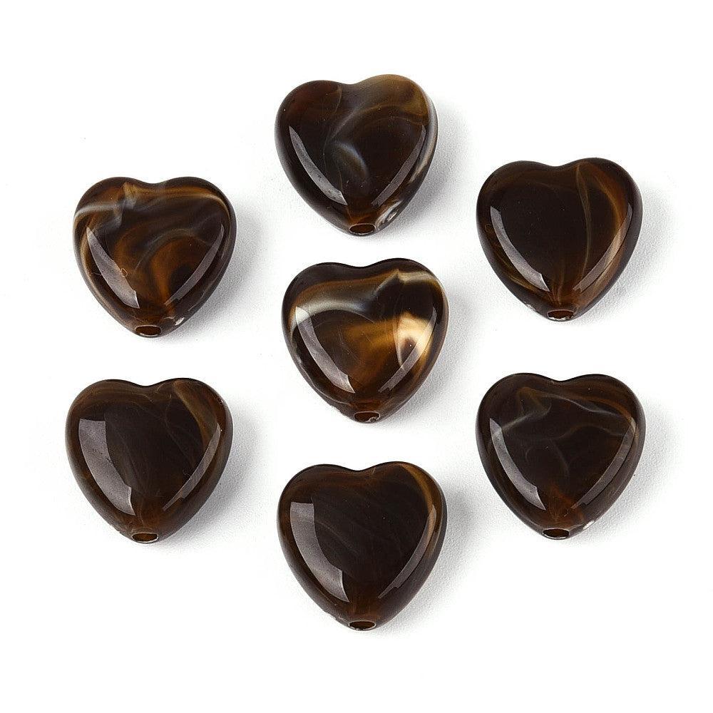 Acryl kraal hart bruin 14mm - per stuk-Kralen-Kraaltjes van Renate