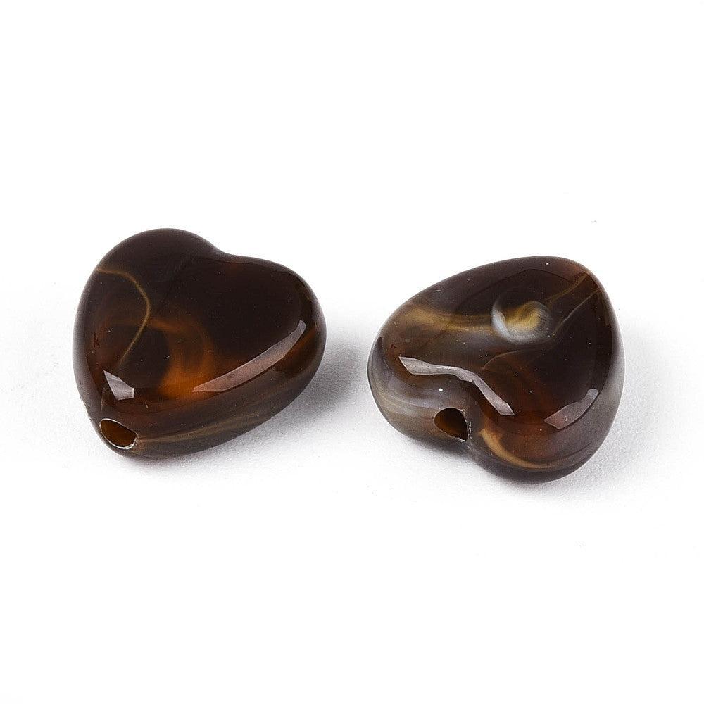 Acryl kraal hart bruin 14mm - per stuk-Kralen-Kraaltjes van Renate