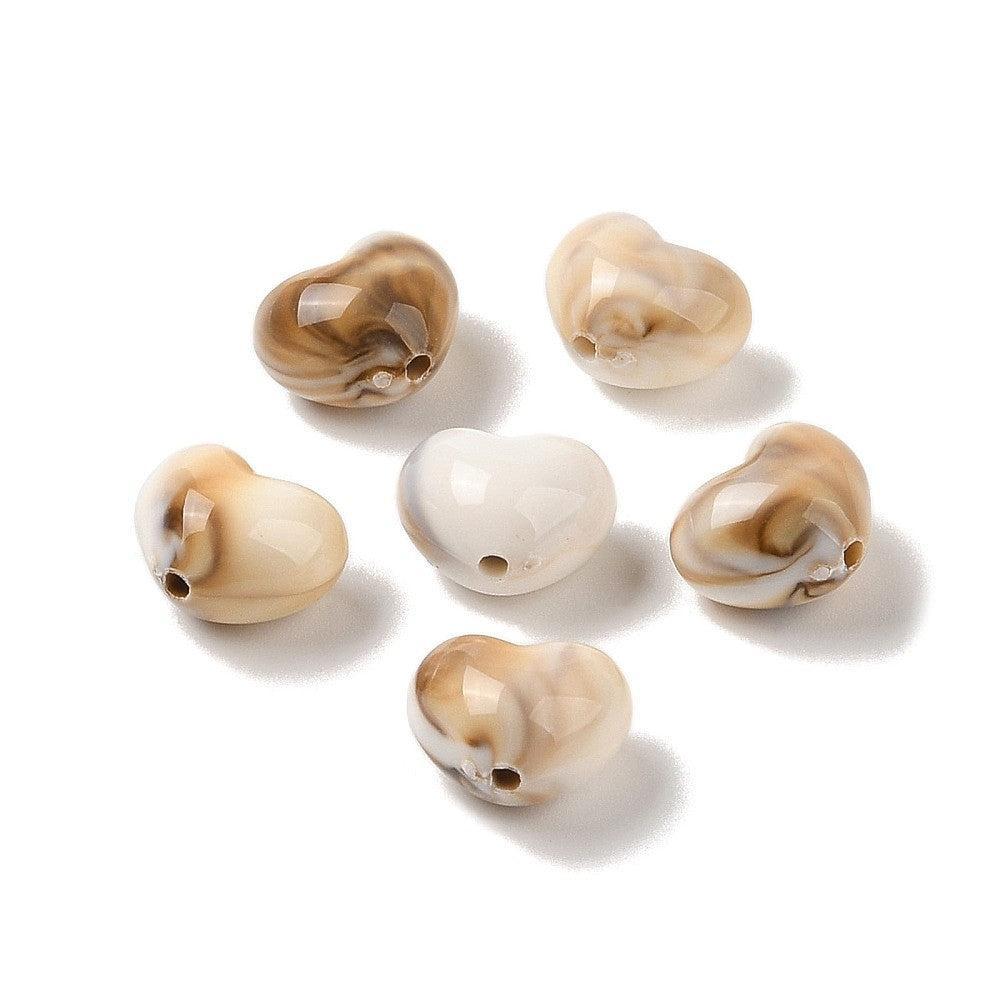 Acryl kraal hart creme bruin 13mm - per stuk-Kralen-Kraaltjes van Renate