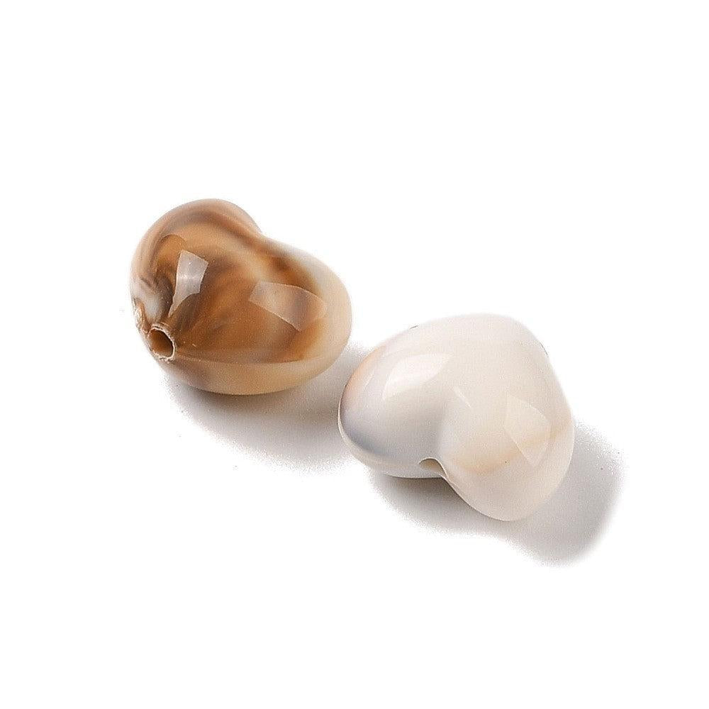Acryl kraal hart creme bruin 13mm - per stuk-Kralen-Kraaltjes van Renate