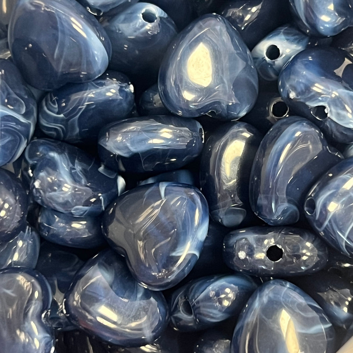 Acryl kraal hart donkerblauw 14mm - per stuk-Kralen-Kraaltjes van Renate