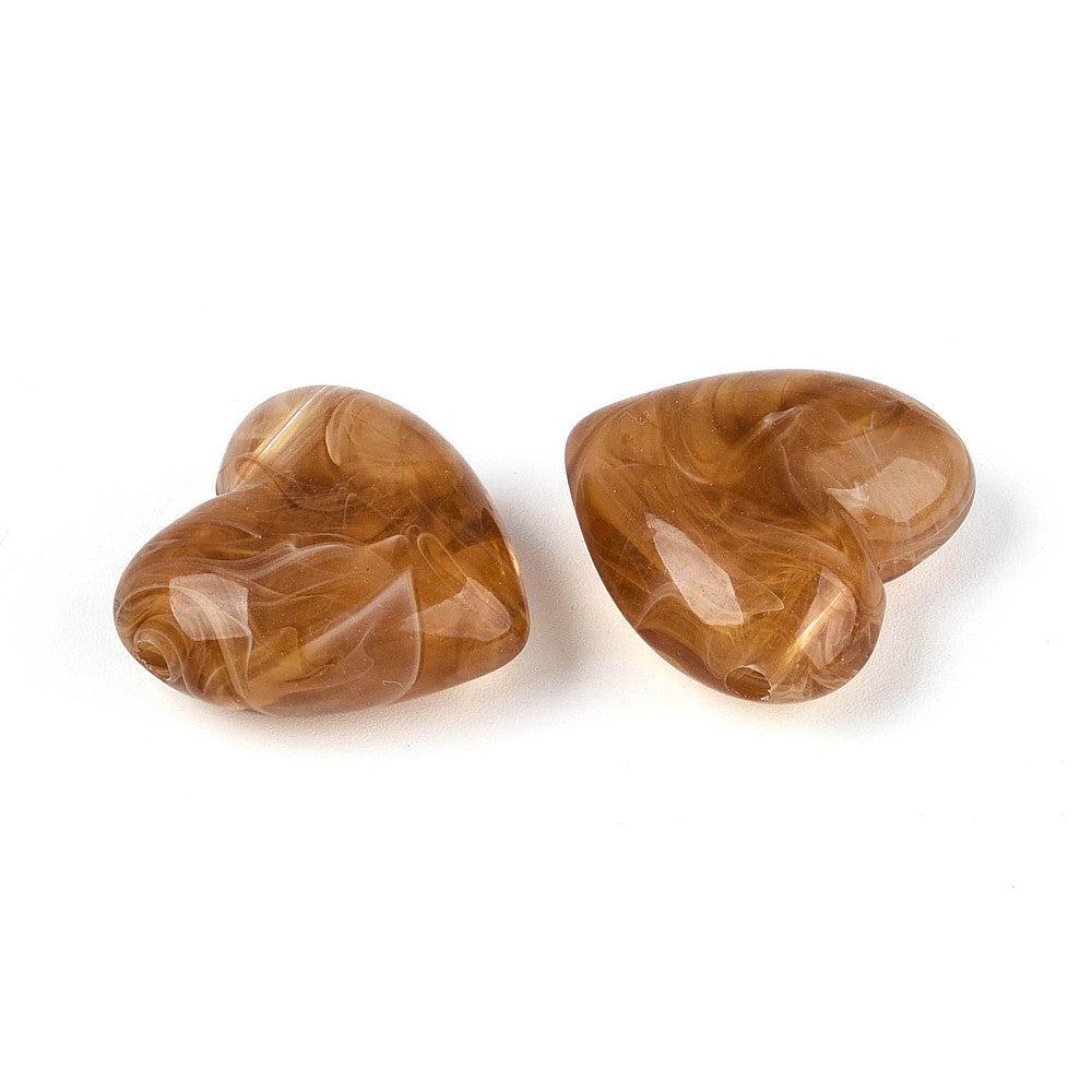 Acryl kraal hart karamel bruin 22mm - per stuk-Kralen-Kraaltjes van Renate