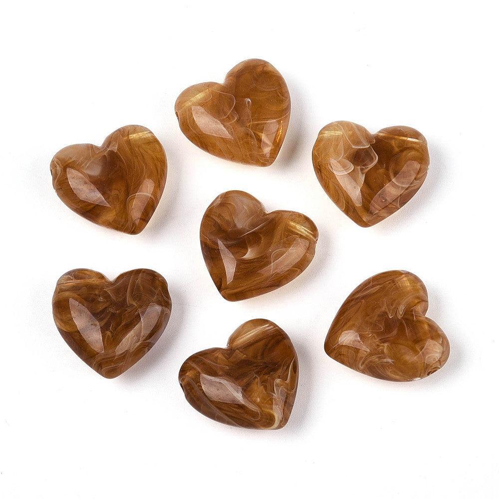 Acryl kraal hart karamel bruin 22mm - per stuk-Kralen-Kraaltjes van Renate