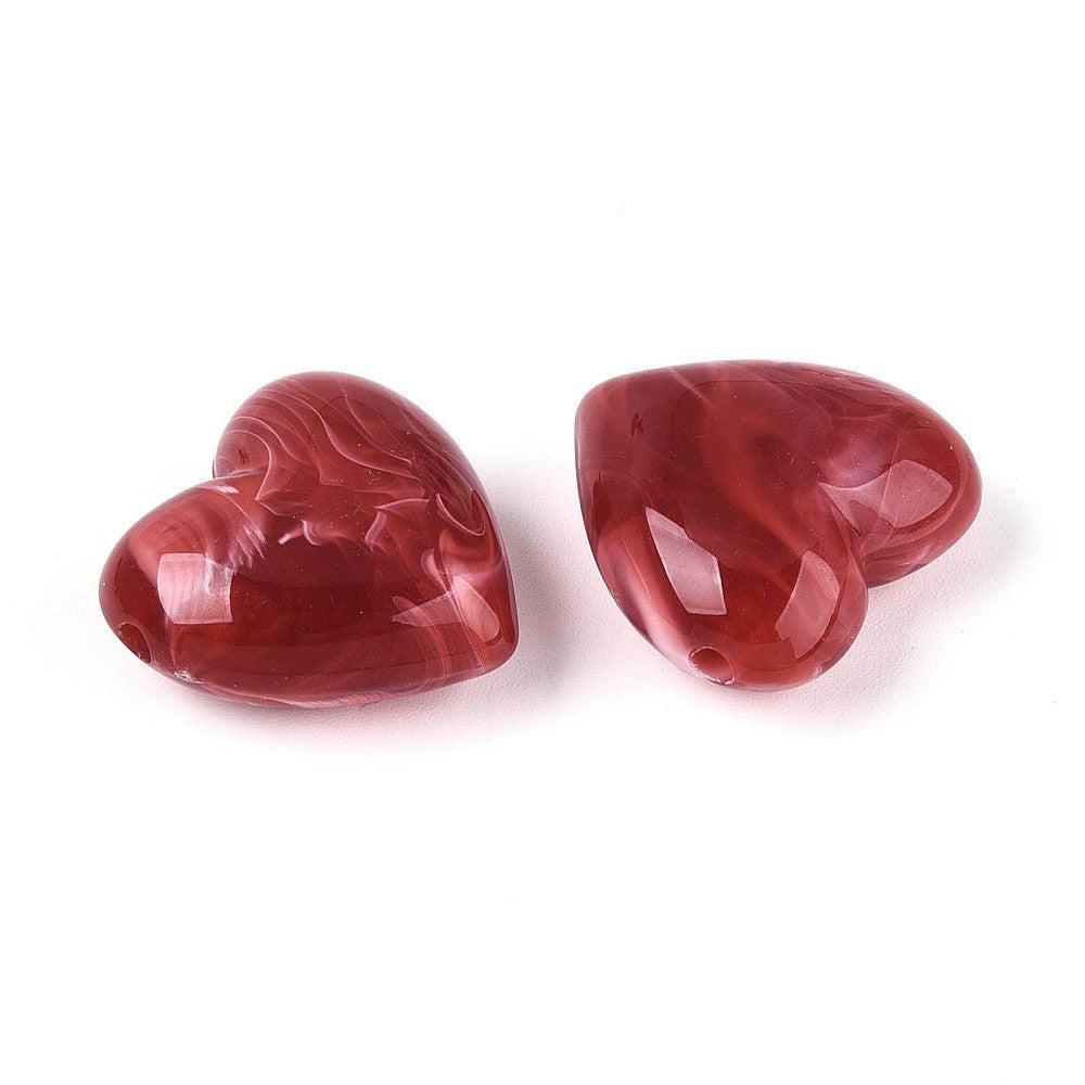 Acryl kraal hart rood 22mm - per stuk-Kralen-Kraaltjes van Renate