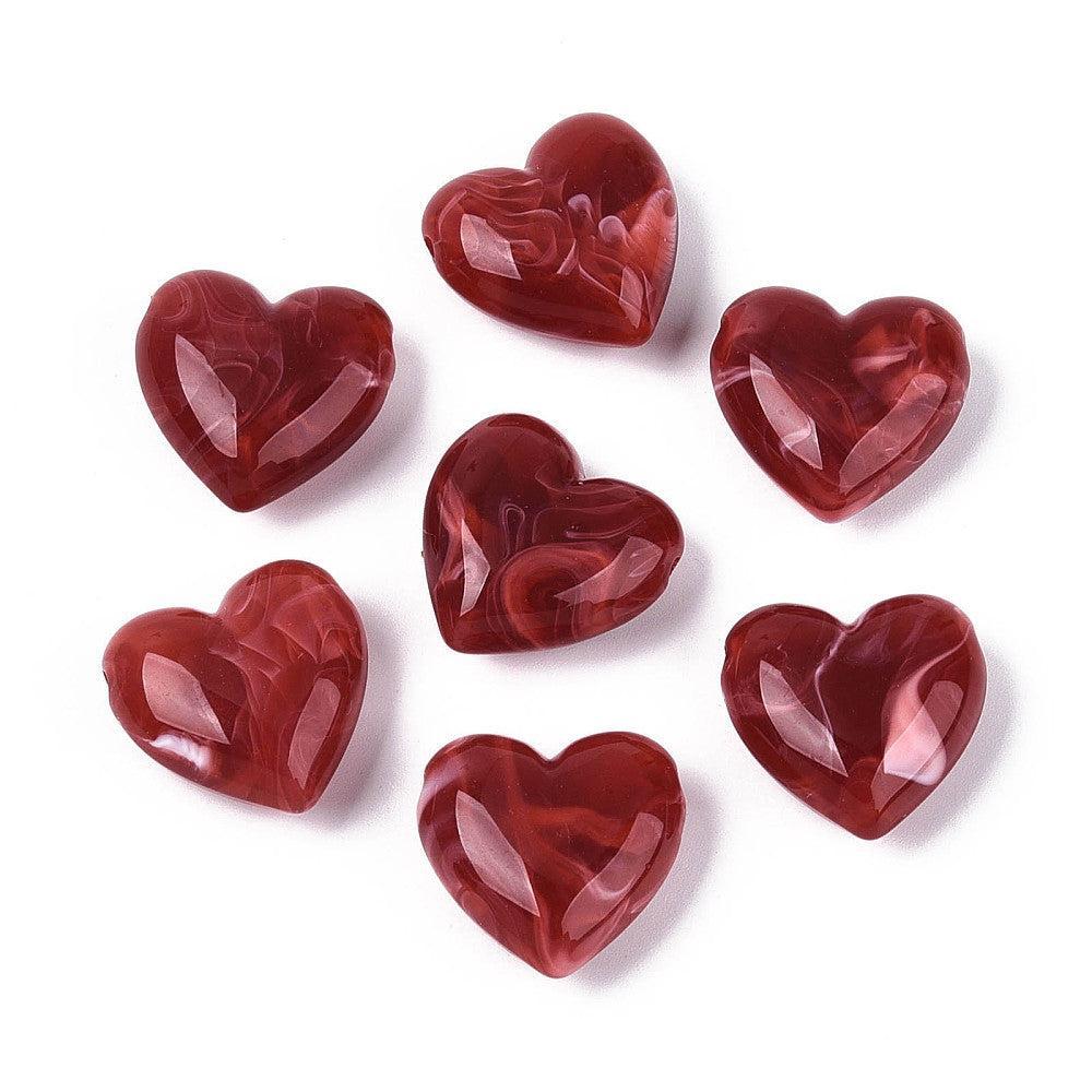 Acryl kraal hart rood 22mm - per stuk-Kralen-Kraaltjes van Renate