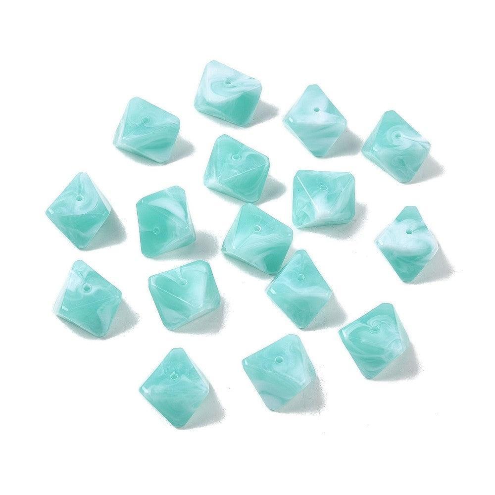 Acryl kraal hart vierkant turquoise 20mm - per stuk-Kralen-Kraaltjes van Renate