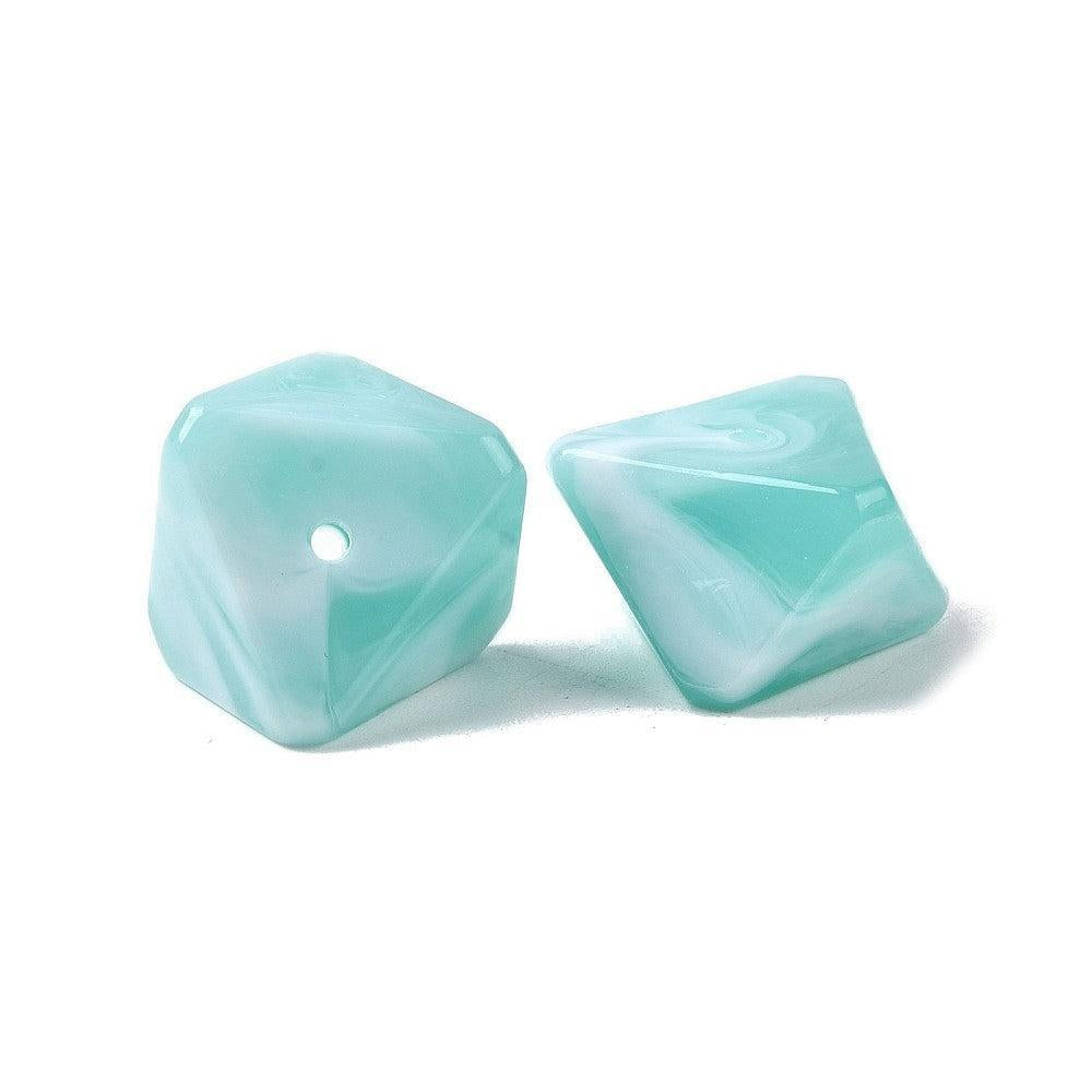 Acryl kraal hart vierkant turquoise 20mm - per stuk-Kralen-Kraaltjes van Renate