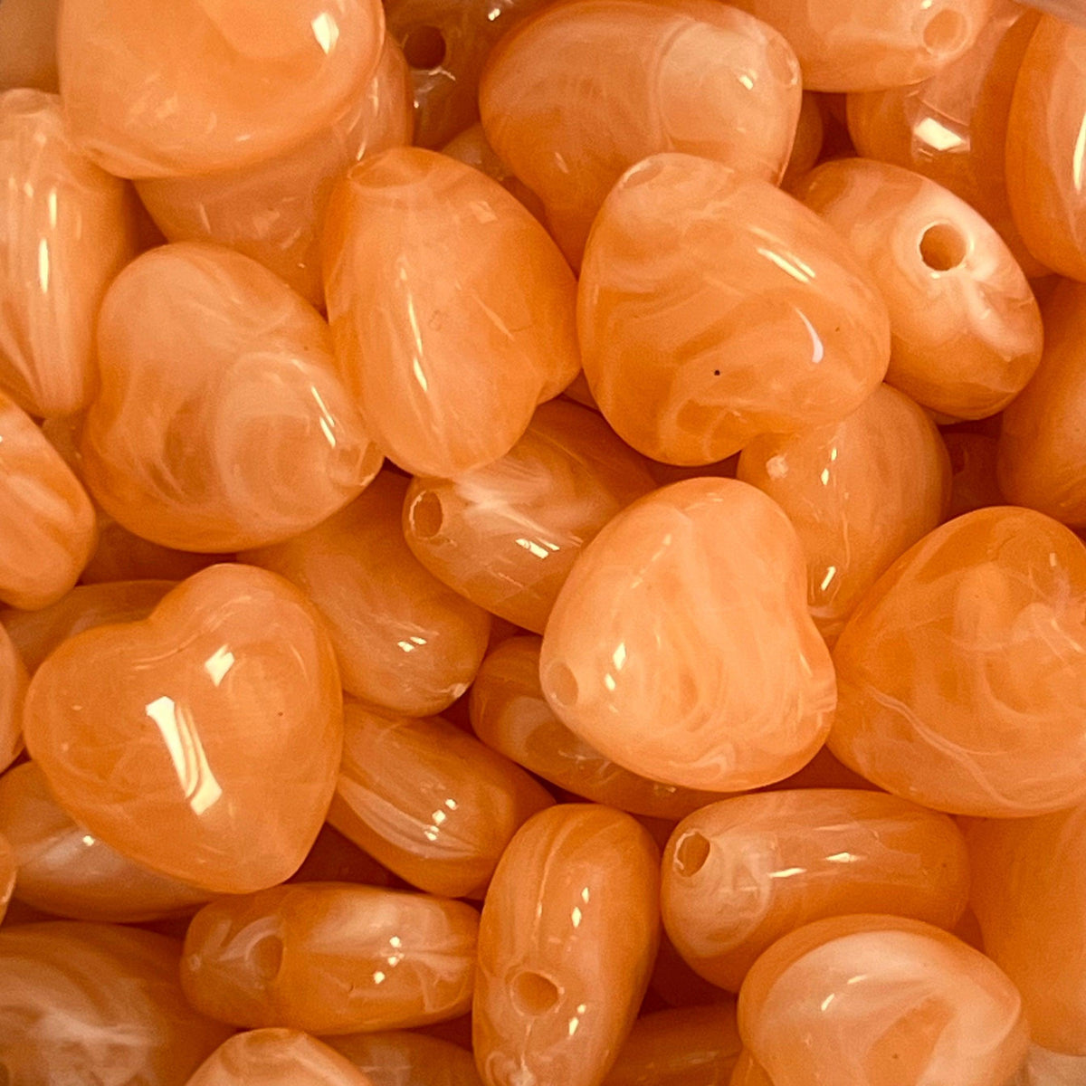 Acryl kraal hart zalm 14mm - per stuk-Kralen-Kraaltjes van Renate