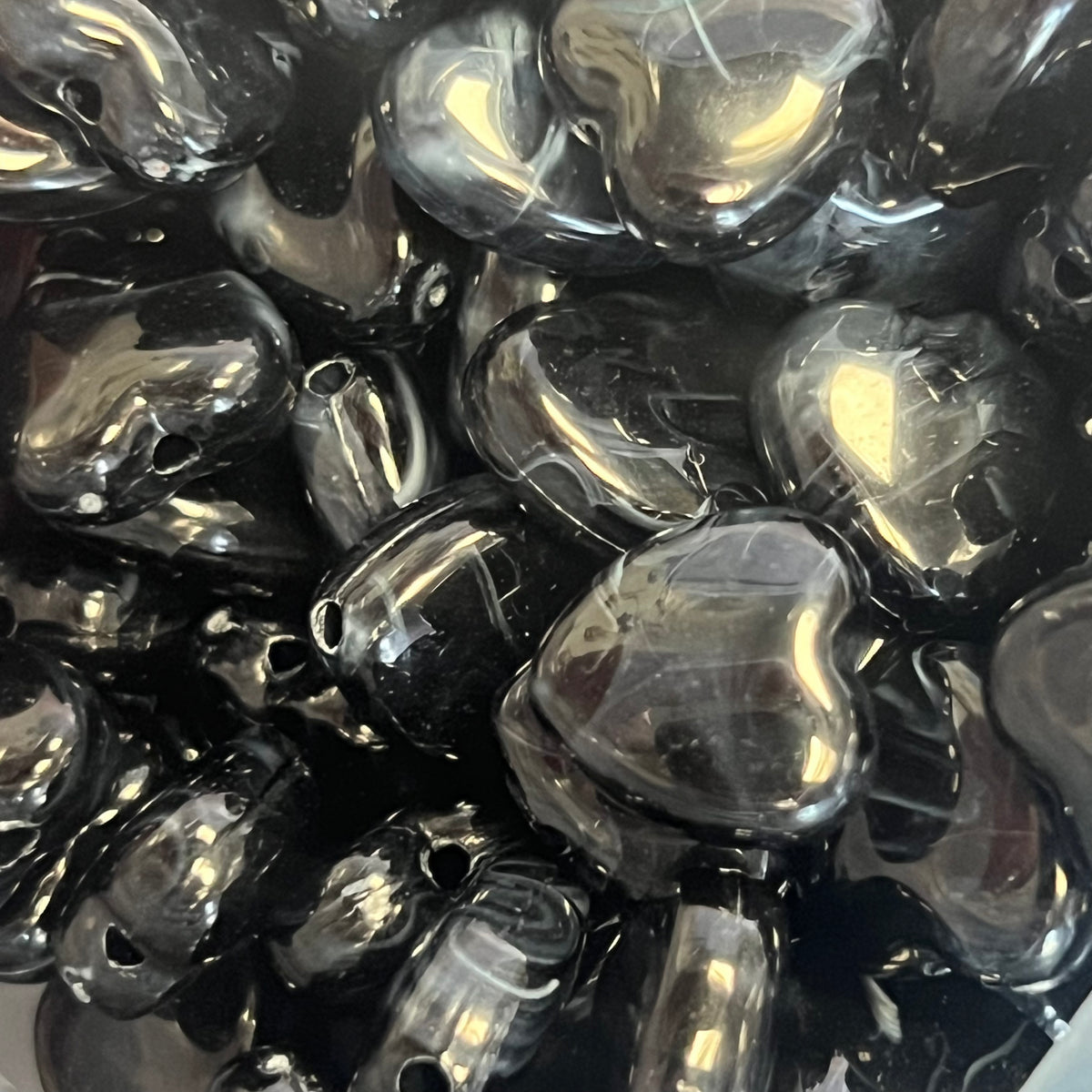 Acryl kraal hart zwart 14mm - per stuk-Kralen-Kraaltjes van Renate