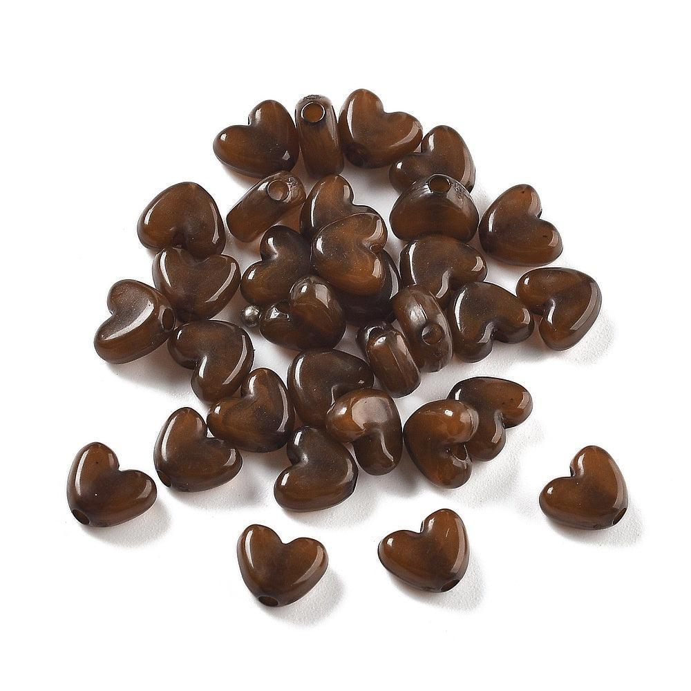 Acryl kraal imitatie edelsteen hartje bruin 6,5mm - per stuk-Onderdelen-Kraaltjes van Renate