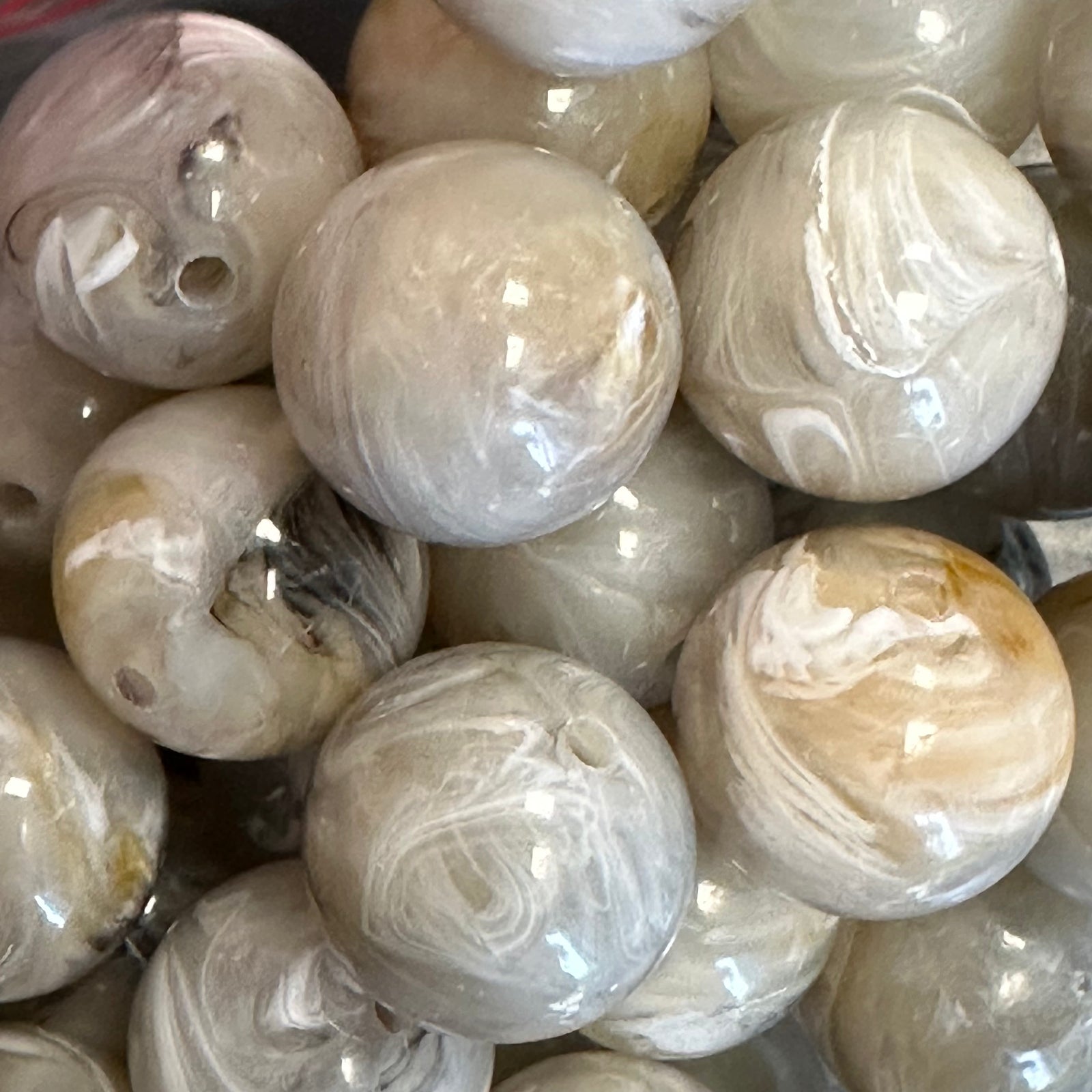 Acryl kraal marmer Beige 16mm - per stuk-Kralen-Kraaltjes van Renate