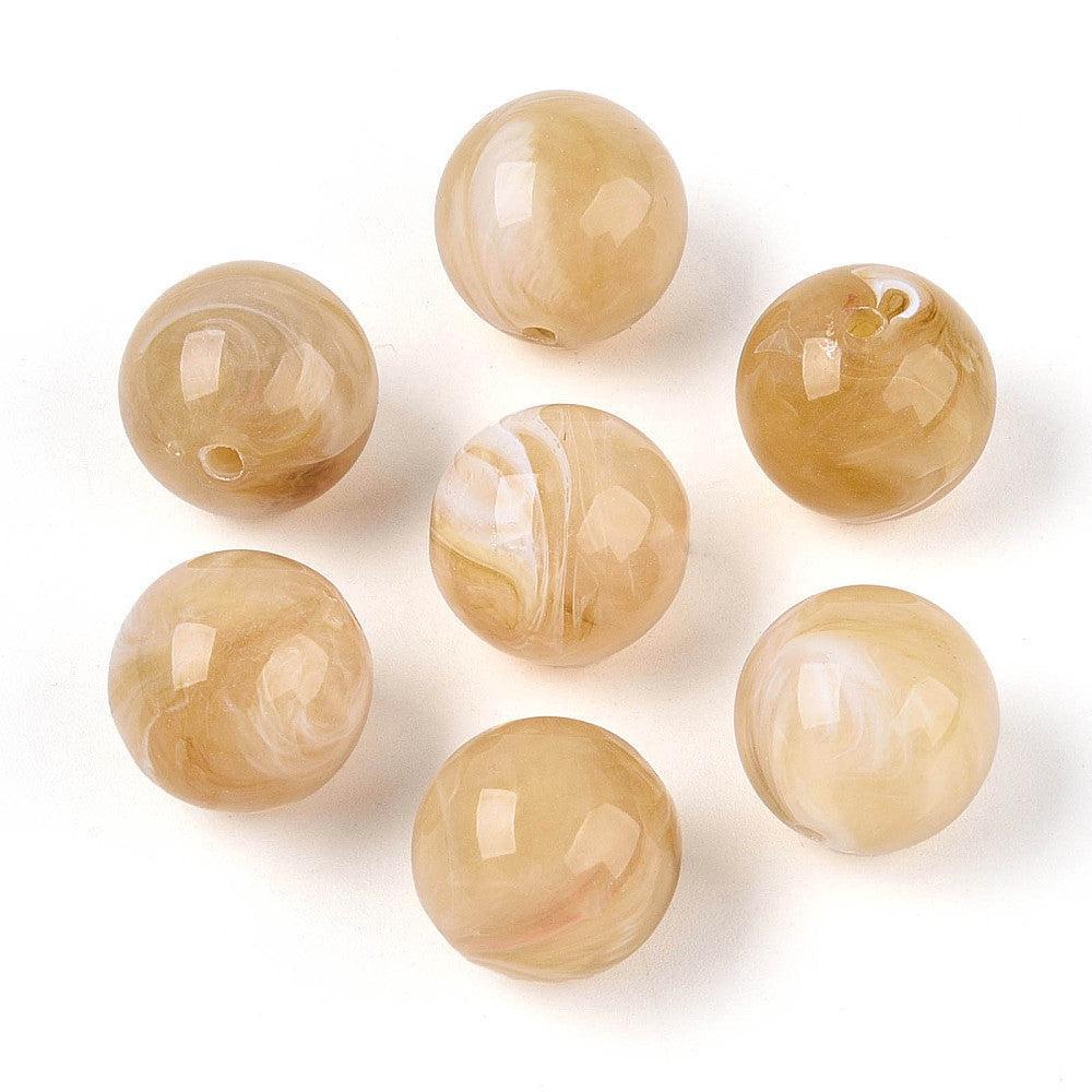 Acryl kraal marmer Beige 16mm - per stuk-Kralen-Kraaltjes van Renate