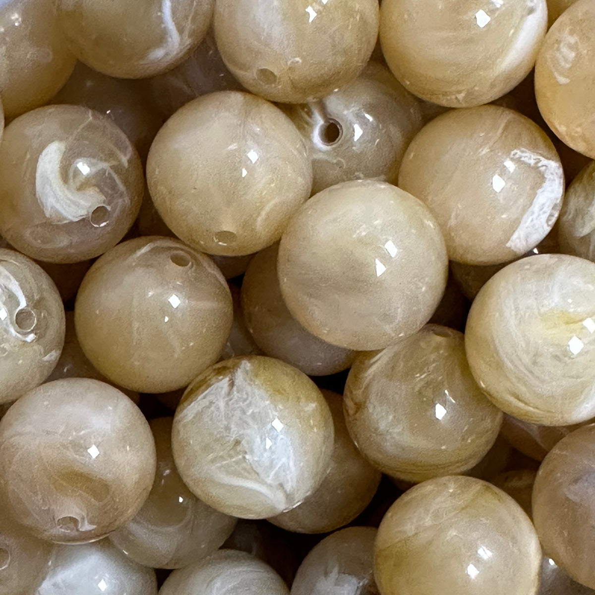 Acryl kraal marmer Bruin/Beige 16mm - per stuk-Kralen-Kraaltjes van Renate