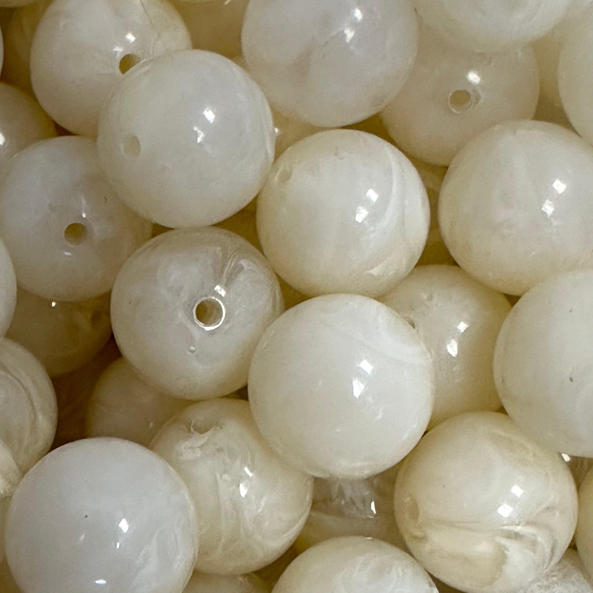 Acryl kraal marmer Creme Wit 16mm - per stuk-Kralen-Kraaltjes van Renate