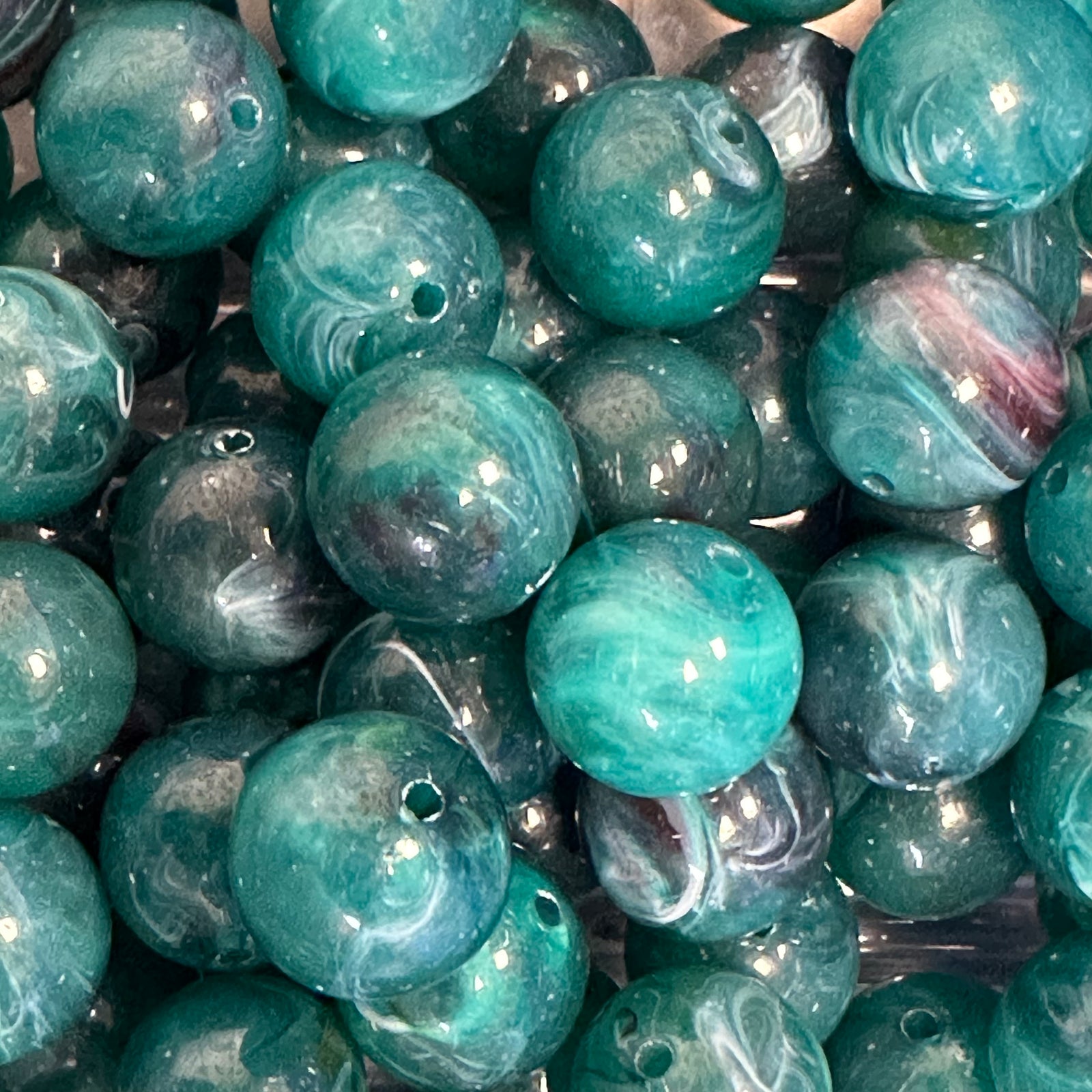 Acryl kraal marmer Donker Groen 16mm - per stuk-Kralen-Kraaltjes van Renate