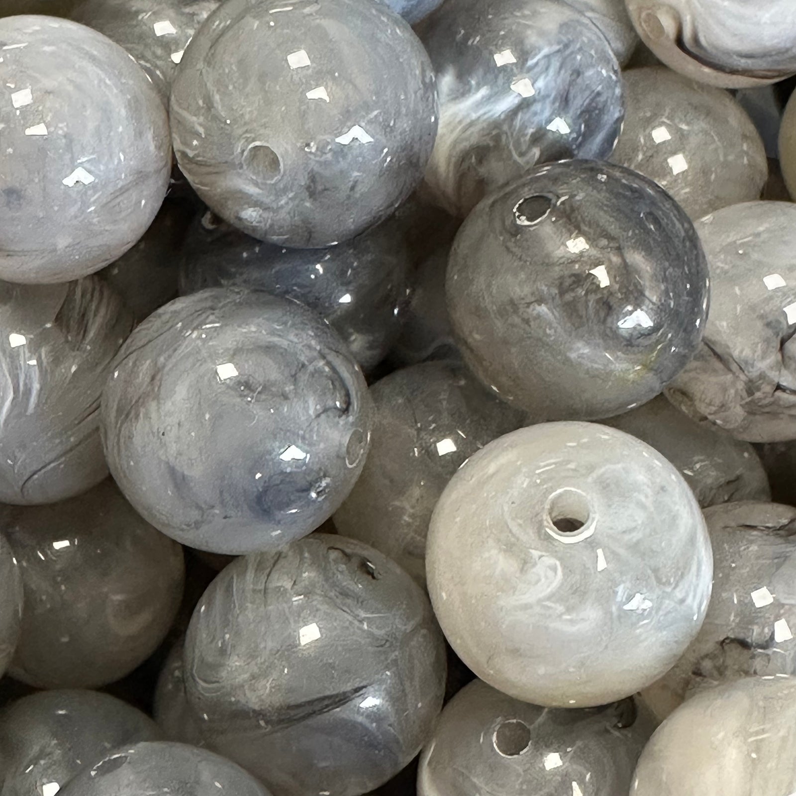 Acryl kraal marmer Grijs 16mm - per stuk-Kralen-Kraaltjes van Renate