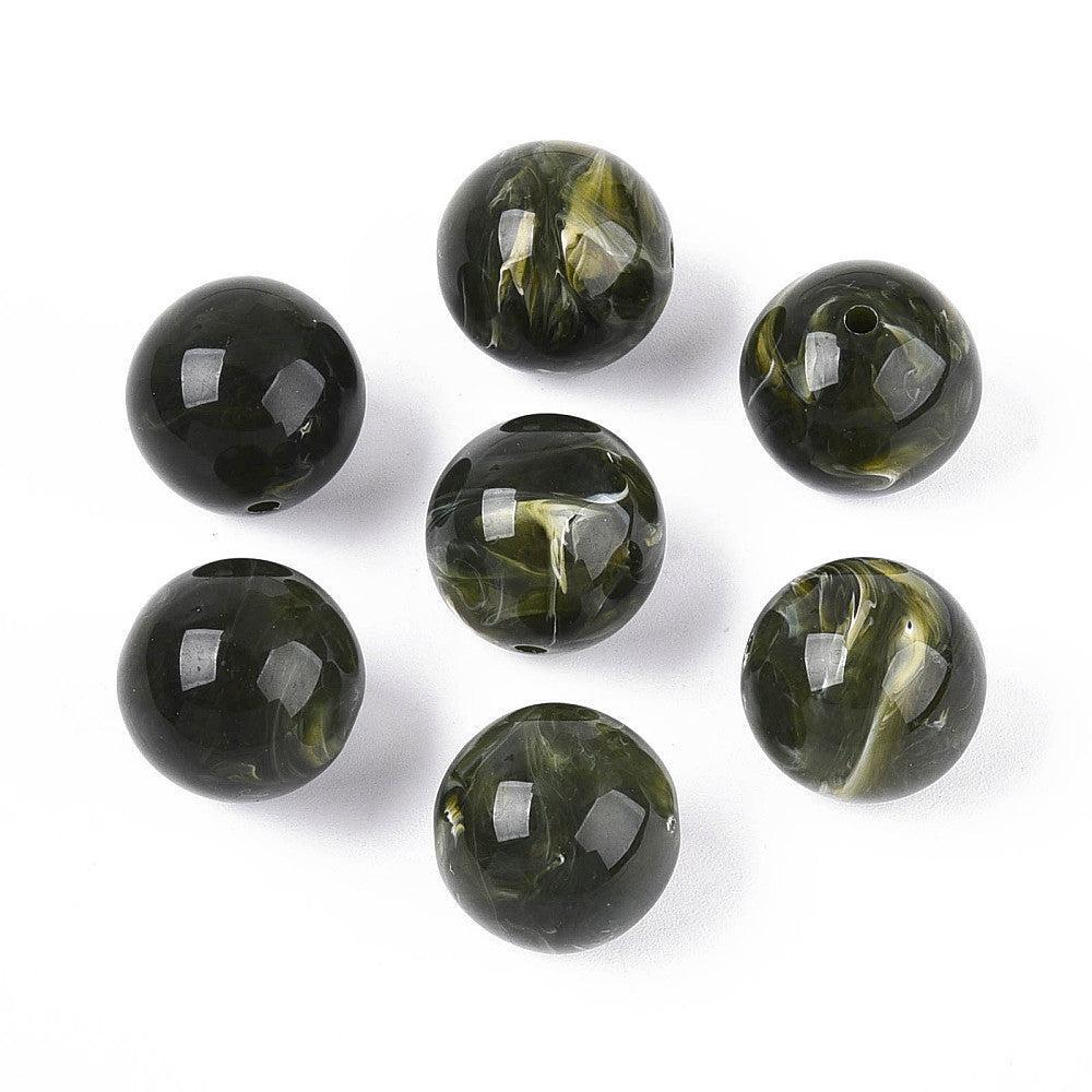 Acryl kraal marmer Mos Groen 16mm - per stuk-Kralen-Kraaltjes van Renate